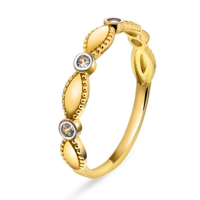 Ring i gull med zirkonia gultgull