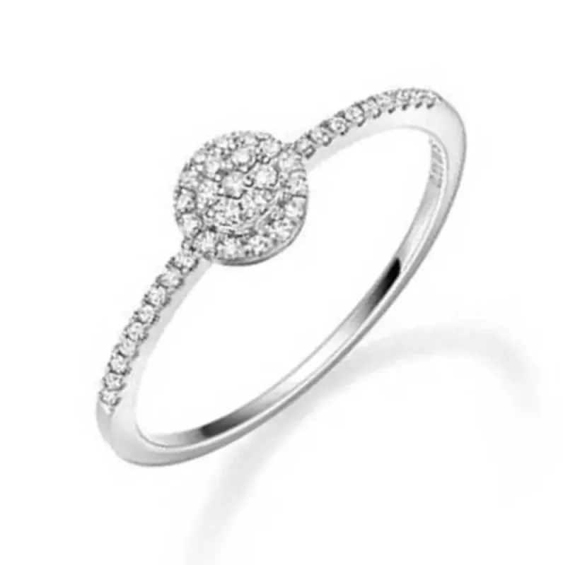  Ring i 585 hvitt gull med diamanter 0,11ct W/SI