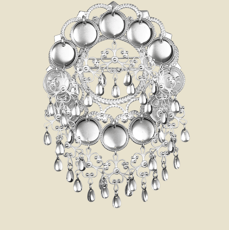 Sølje med 16 mm trådkantlauv oksidert eller hvit